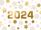 Nieuwjaar kaart 2024 gouden sterren en cirkels
